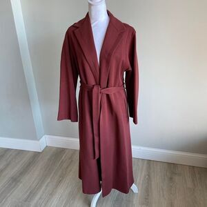 Women's Fashionbilt Vintage Burgundy Long Wool Coat Belted Rare Trench 70's READ